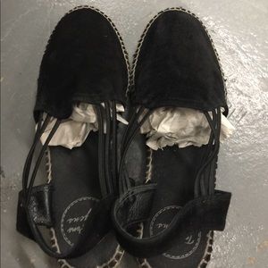Black suede sling back espadrilles
